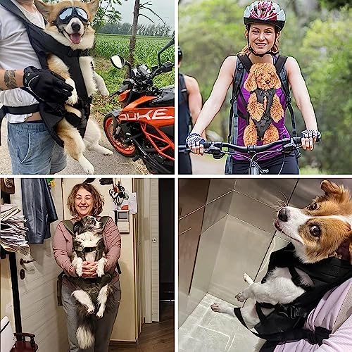 PetBonus Pet Front Dog Carrier Backpacks, Adjustable Pet Backpack, Legs Out Easy-fit Puppy Chest Carrier for Medium Small Dogs, Hands Free for Hiking, Cycling (Army Green, S)