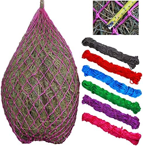 T TEKE Classic Slow hay Feeder hay nets, 40" Length with 2" Holes, Horse Supplies hay Bags for Horses, Goat Feed… (Purple, Pack of 2 pcs)
