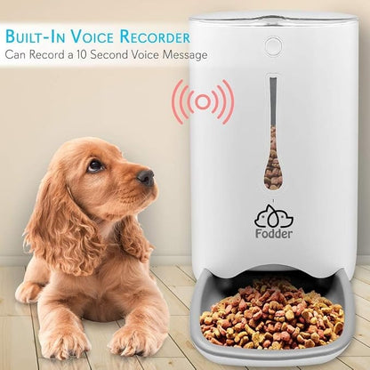 SereneLife 7L Smart Automatic Pet Feeder - Electronic Digital Dry Food Storage Meal Dispenser w/Built-in Microphone, Voice Recorder, Optional Battery, Timer Programmable to Feed Cat and Dog SLAPF30