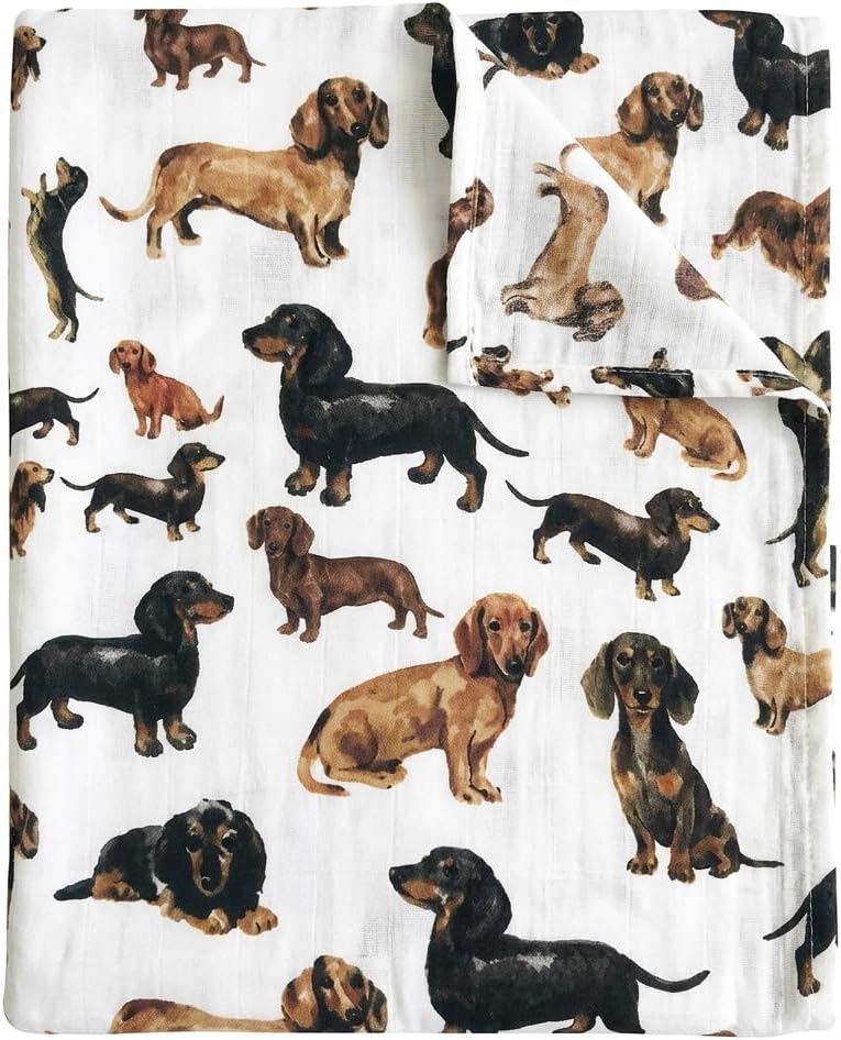 Mud Pie Dachshund Muslin Swaddle Blanket, Baby Blanket