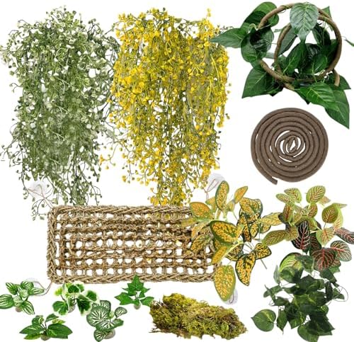 Tfwadmx Reptile Plants,Flexible Jungle Vine Bearded Dragon Tank Accessories