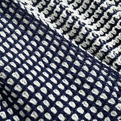 Lush Decor Chic and Soft Knitted Throw Blanket Single 50" W x 60" L Navy - Navy Throw Blankets for Bed - Couch Blanket - Soft Blankets