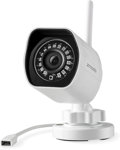 Zmodo 1080p Full HD Outdoor Wireless Security Camera System, Plug-in, Smart Home Indoor Outdoor WiFi IP Camera with Night Vision, Compatible with Alexa