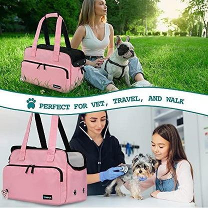 PetAmi Small Dog Purse Carrier, Airline Approved Soft Sided Tote, Pink