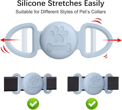 Vancle at Case for Dog Collar, Waterproof Apple Air Tag Protective Holder GPS Tracking Finder for Pet, Silicone Case for Dog Collar Cat Loop Holder Pet Accessories