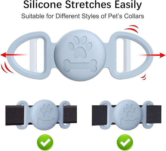 Vancle at Case for Dog Collar, Waterproof Apple Air Tag Protective Holder GPS Tracking Finder for Pet, Silicone Case for Dog Collar Cat Loop Holder Pet Accessories