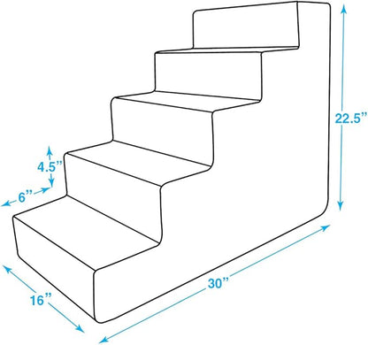 Best Pet Supplies Dog Stairs & Steps - Foam Steps for Small Dogs & Cats, Non-Slip Indoor Balanced Pet Step Support, Dog Ramp, No Assembly, Dark Gray Linen, 5-Step (22.5-inch Height)