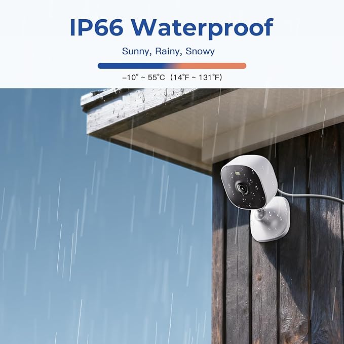 4MP Cameras for Home Security with Audio and Video, Indoor Security Camera for Baby Monitor, 2.4g/5g Outdoor Cameras for House/Pet/Baby, Plug and Play, Support 128G Card Storage (Not Included), Wired
