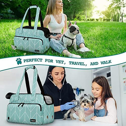 PetAmi Small Dog Purse Carrier, Airline Approved Soft Sided Tote, Teal
