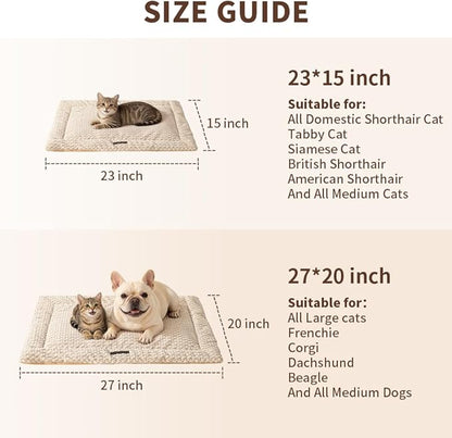 Plush Cat Kneading Bed Mat, Premium Plush Fabric Bed with Non-Slip Bottom, 3cm Thick All-Season Cushion for Cats Who Knead, Machine Washable Anti-Static Pet Bed, 23x15 Inch, Milk