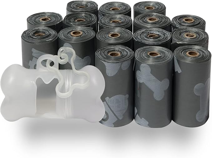 Best Pet Supplies Dog Poop Bags for Waste Refuse Cleanup, Doggy Roll Replacements for Outdoor Puppy Walking and Travel, Leak Proof and Tear Resistant, Thick Plastic - Gray, 240 Bags