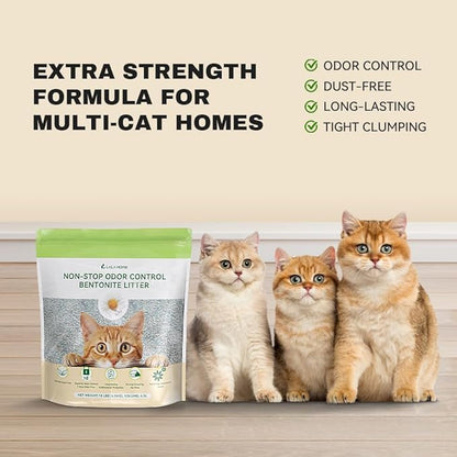 Bentonite Litter Sodium Mineral Cat Litter Clumping, Odor Control Kitty Litter for Self Cleaning Box & Automatic Litter Box, Dust Free, Strong Durability, 10 lb