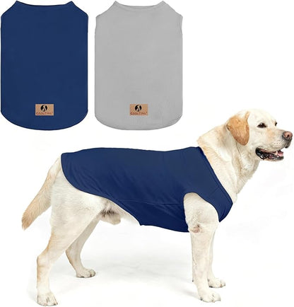 KOOLTAIL Boy Dog Clothes for Large Dogs, 2 Pack Cotton Fall/Winter Warm Dog T Shirts Coats for Outdoor, UV & Insect Protection Anti-Hair Loss & Lightweight Pet Vest Tank Tops Apparel,Blue&Grey,3XL