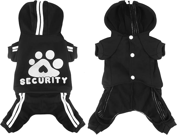 Dog Hoodie Security Clothes 4 Legs Jumpsuit Sweatshirt Hoodies Soft & Warm Dog Outfit Pullover Dog Winter Clothes Sweater for Small Medium Large Dogs Cats (Black, Medium)