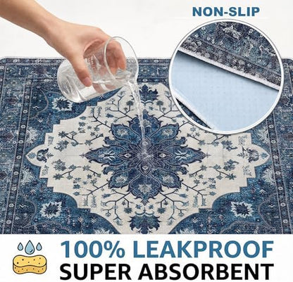 Washable Guinea Pig Pee Pads,Absorbent Reusable Guinea Pig Cage Liners,Waterproof,Leak-Proof & Non-Slip Potty Pads for Small Animals Rabbit Hamster Rat.(Dark Navy Floral,24"x48")