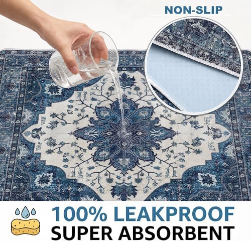 Washable Pee Pads for Dogs,Great Urine Absorbent Reusable Puppy Training Pads,Waterproof,Leak-Proof & Non-Slip Potty Pads for Whelping,Crate,Playpen,Bed.(Dark Navy Floral,24"x36")