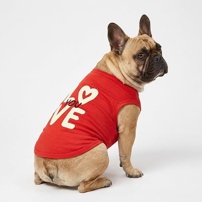 Fitwarm Love You Dog Shirt, Funny Valentines Outfit for Small Dogs Boy Girl, Festive Pet Clothes, Red, White, Small