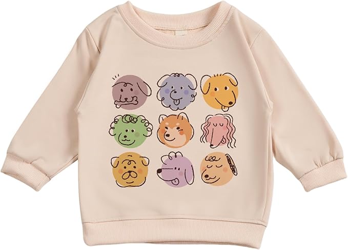 Toddler Baby Cute Dog Puppy Long Sleeve Sweatshirt Top Jogger Pants Set Cute Fall Winter Clothes Set