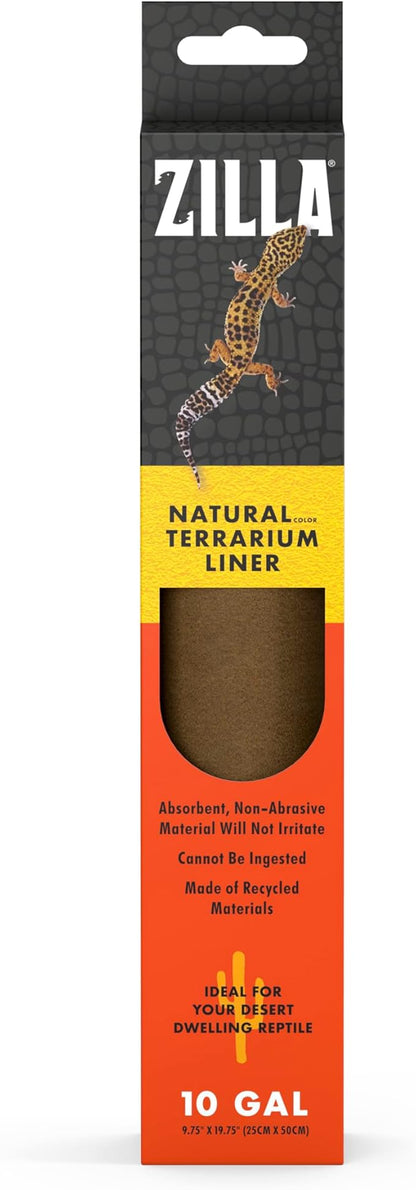 Zilla Reptile Terrarium Bedding Substrate Floor Liner, Brown, 10G, 9.75" x 19.75"