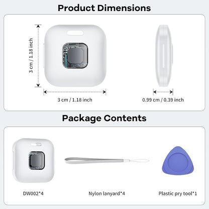 Hoxe Air Tracker Tags-4 Pack for iOS & Android, Smart Tag for Key, Bag, Pet | Dual System Luggage Tracker Compatible with Apple Find My & Google Find Hub App, Bluetooth Key Finder Replaceable Battery