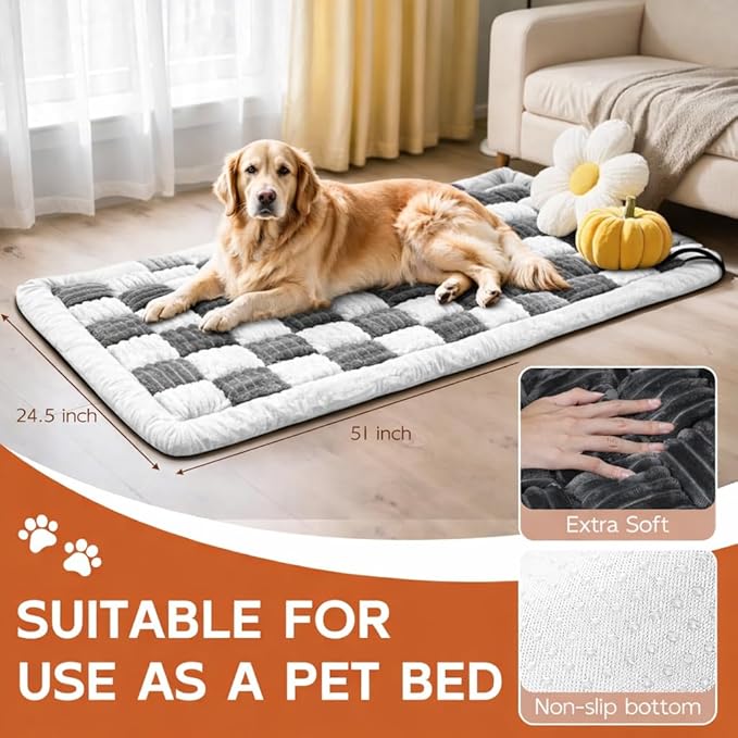 Dog Bed for Car Back Seat, Backseat Dog Bed Fit for Backseat Extenders, Nonslip Soft Durable for Car, Travel and Road Trip (White 24.5" x 51")
