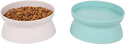 Kitty City Elevated Cat Bowls (Set of 2), Whisker-Friendly Raised Cat Food & Water Dishes, Modern Pedestal Design, Dishwasher Safe, 10.8 oz Each – Teal & Light Pink