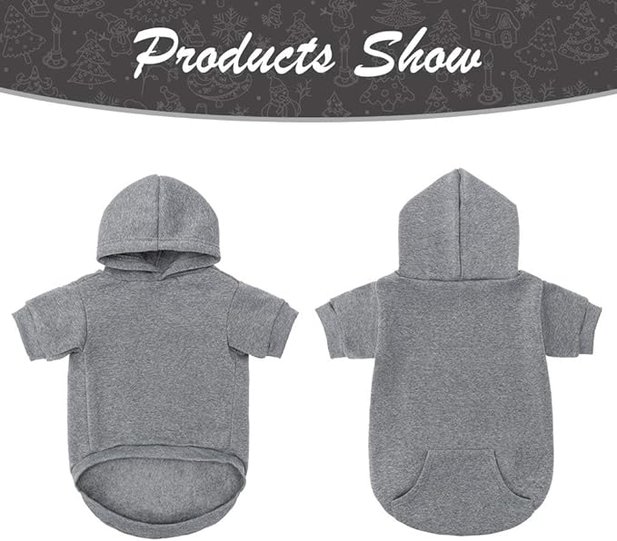 KOOLTAIL Dog Hoodie for Small Medium Dogs Cats, Soft and Warm Pet Sweater with Leash Hole and Pocket Boy Girl, Puppy Fall Winter Jacket Clothes, French Pitbull Cold Weather Coat Sweatshirt, Grey XS