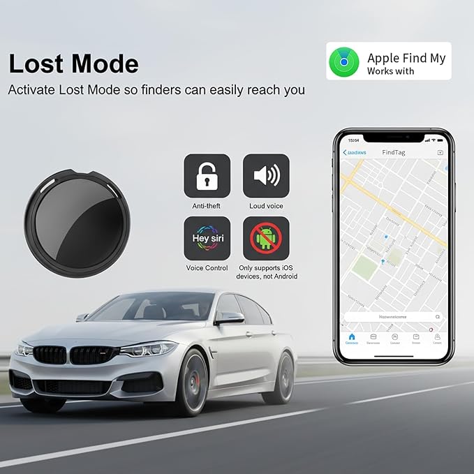 Car GPS Tracking Devices for Vehicles Work with Find My (iOS Only) Magnetic | Mini Hidden Anti Theft Real Time Car Locator No Subscription Global Network Finder Waterproof for Motorcycle Bike Trucks Pets