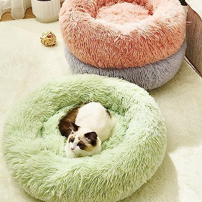 Nisrada Dog Bed for Small Medium Large Dogs Cats, 20 inch Calming Washable-Round Cozy Soft Pet Bed for Puppy and Kitten with Slip-Resistant Bottom