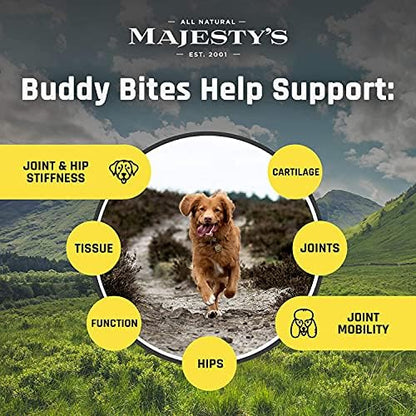Majesty's Buddy Bites Hip and Joint Wafers for All Dogs - Superior Support Supplement - Peanut Butter and Coconut Oil Flavored - 56 Count (Up to 8 Week Supply)
