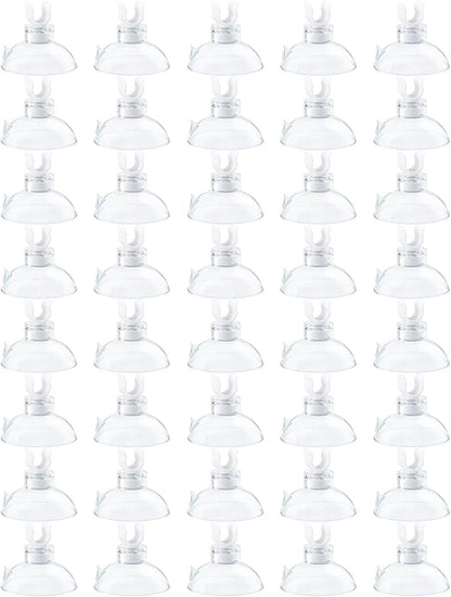 Pawfly Aquarium Suction Cup Clips for Standard 3/16" ID Airline Tubing Clear Air Hose Holder Clamp Accessories for Fish Tank Aeration Setup, 40 Pack
