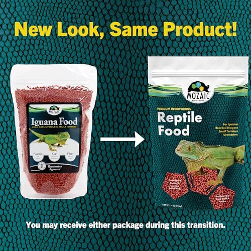 Mozaic Premium Herbivorous Reptile Food - 14 oz Bag - Small 1/8" Pellets for Iguanas, Bearded Dragons, Uromastyx, & Juvenile Tortoises - Complete Formulated Diet with Essential Amino Acids & Nutrients