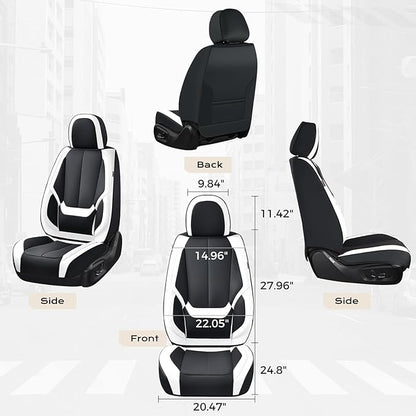 Coverado Seat Covers, Car Seat Covers Front Seats, Leather Seat Covers for Cars, Car Seat Protector Waterproof, Black Car Seat Cushion, Front Carseat Cover Universal Fit for Most Cars White