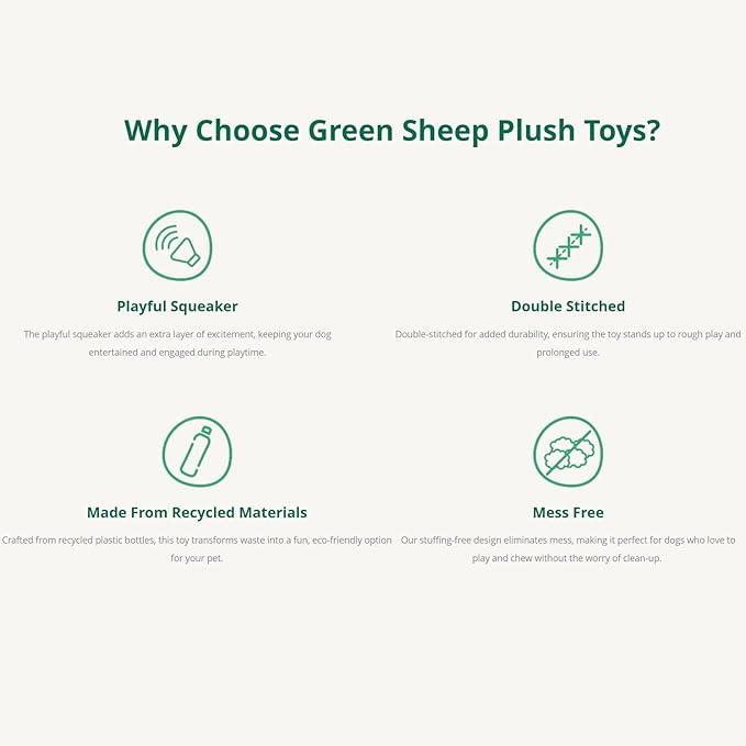 Green Sheep Squeaky Avocado Dog Toy, Plush Puppy Toys for Small Dogs to Keep Them Busy, Eco-Friendly Recycled Cotton Rope Pet Toy