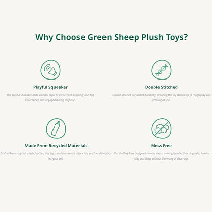 Green Sheep Squeaky Avocado Dog Toy, Plush Puppy Toys for Small Dogs to Keep Them Busy, Eco-Friendly Recycled Cotton Rope Pet Toy