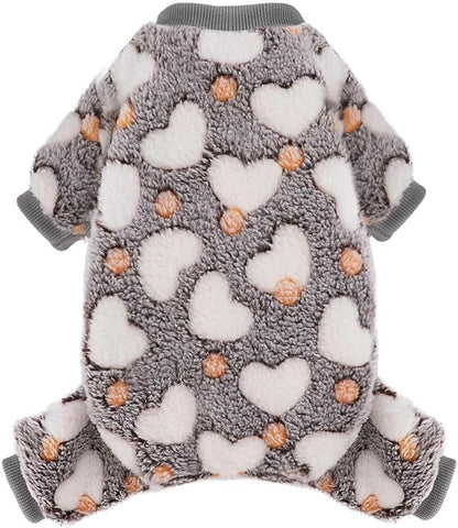 YIKEYO Small Dog Sweater,Dog Pajamas for Small Dogs,Cotton Stretchable Pet Pajamass Jammies Sweater for Dogs Female Male, Valentine's Day Winter Clothes Doggy Puppy Girl(Grey, XXXS)