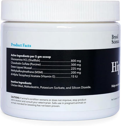 Hip and Joint Food Supplement for Dogs, Large Breeds- Glucosamine and Chondroitin Powder with Green Lipped Mussel - Pain, Inflammation Relief with Vitamins - Senior Health Supplies for Arthritis