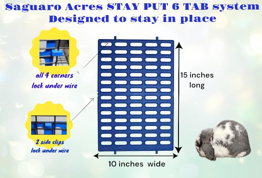 Saguaro Acres Rabbit and Small Animal Cage Resting Mat for Wire Floored Cages 2 Pack (Blue & Teal)