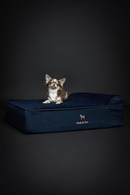 NOAH & PAW Dog Bed, 28x23x7.5 Inch, Orthopedic Dog Beds for Medium Size Pets, Eggshell Memory Foam Infused with Cooling Gel, Waterproof, Machine Washable, Includes Inner Cover (Denim Collection)