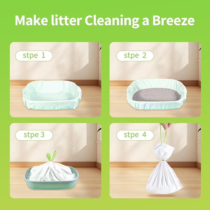 36 Count Jumbo Cat litter Box Liners, 36" x 19" Easy Clean Up Thick Large Kitty Litter Liner XL, Extra Large Heavy Duty Litter Pan Liner Bags with Drawstring for Pet Cat Litter Tray
