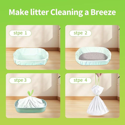 36 Count Jumbo Cat litter Box Liners, 36" x 19" Easy Clean Up Thick Large Kitty Litter Liner XL, Extra Large Heavy Duty Litter Pan Liner Bags with Drawstring for Pet Cat Litter Tray