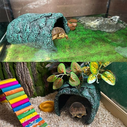 Reptile Rock Hide Cave Large Terrarium Habitat Decor Rock Turtle Hide Tortoise Aquarium Hideout for Lizards Snake Amphibians Fish