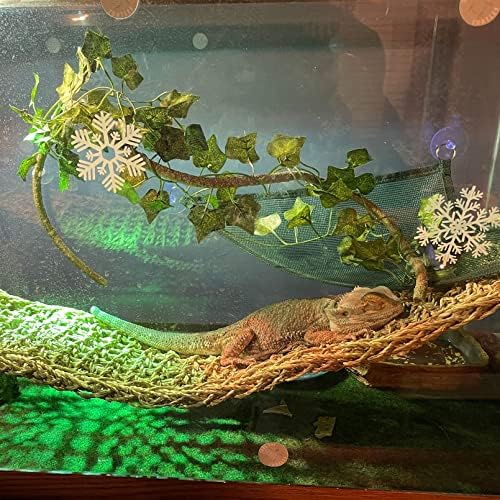 kathson Bearded Dragon Large Hammock,Lizard Lounger 29.53x7.08inches Natural Seagrass Fibers Pet Recliner Flexible Vine Decoration for Gecko Chameleon Snakes (4 PCS)