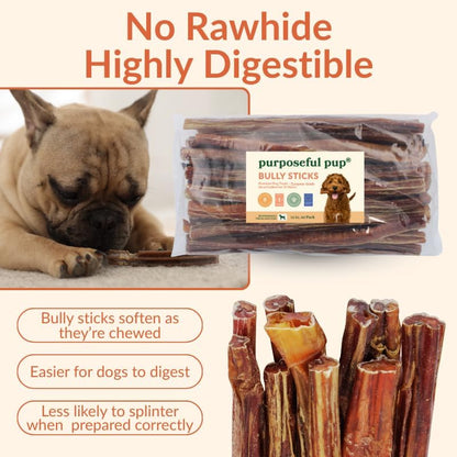 Bully Sticks for Large Dogs 12" – Single Ingredient, 20-Pack