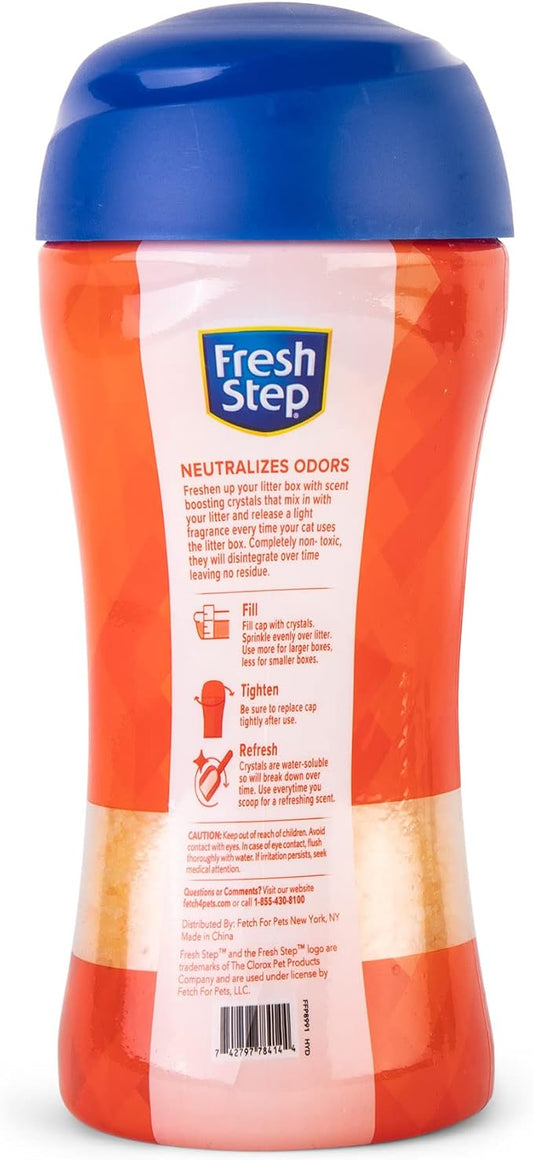 Fresh Step Cat Litter Crystals Deodorizer, Non Toxic Odor Neutralizing Crystals for Litter Boxes That Help Control Smells and Keep Home Areas Fresh, Summer Breeze Scent, 15 Ounce - 6 Pack