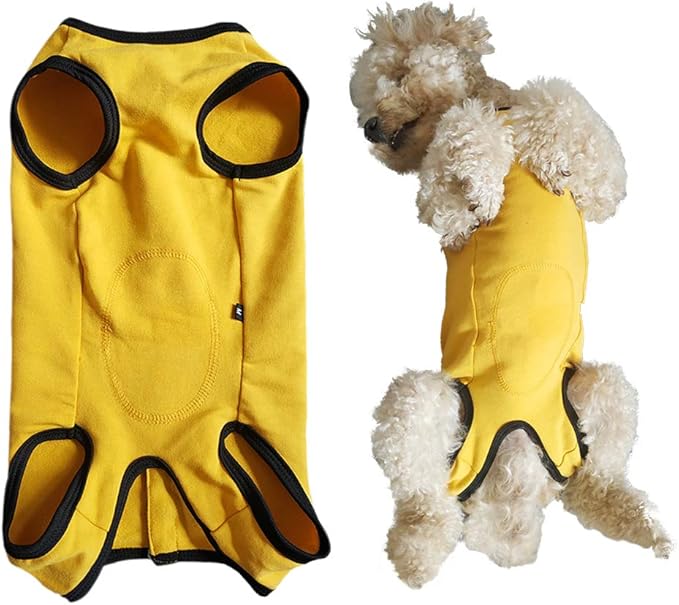 Dog’s Recovery Suit Post Surgery Shirt for Puppy, Wound Protective Clothes for Little Animals(Yellow-l)