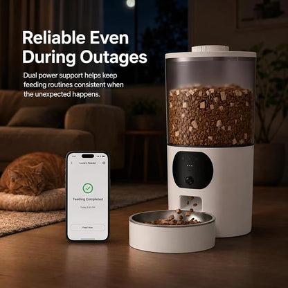 Automatic Cat Feeder with 2K Camera, Smart Pet Feeder with App Control for Cats & Small Dogs, 2-Way Audio & Motion Alerts, 5L WiFi Automatic Dog Feeder with Night Vision