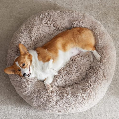 WNPETHOME Large Round Calming Dog Bed Cat Bed for Comfy Sleep