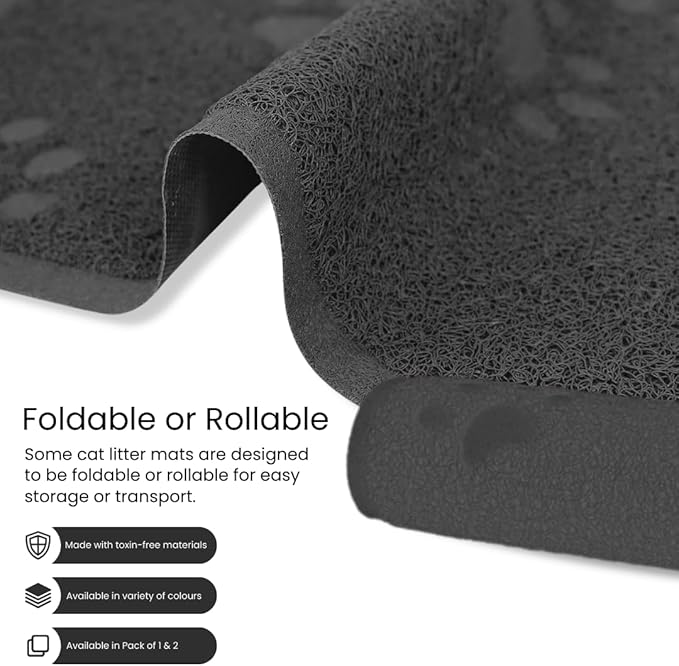 Andalus Jumbo Cat Litter Mat, Pack of 1 - Waterproof, Non-Slip & Easy to Clean Cat Litter Box Mat for Extra Efficient Pet Litter-Trapping, Grey (47” X 35”)
