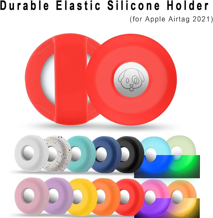 for Airtag Holder for Dog Collar, Cibaabo Silicone Air Tag Case Cover | for 0.8-1.2inch Pet Collar | doesn't dangle | Compact | Easy Installation | Compatible with Apple Airtags